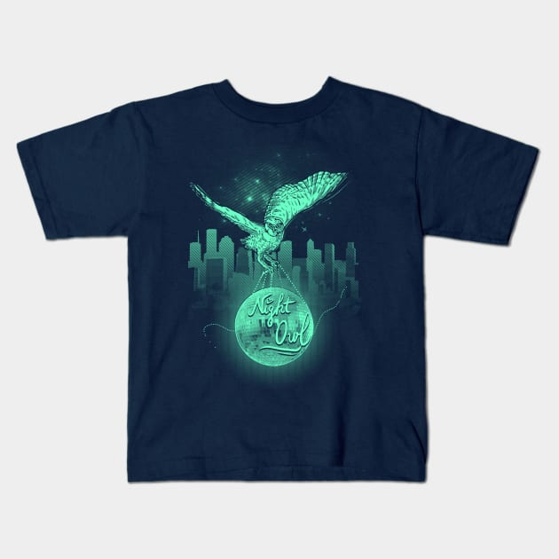 Night owl Kids T-Shirt by LivMat